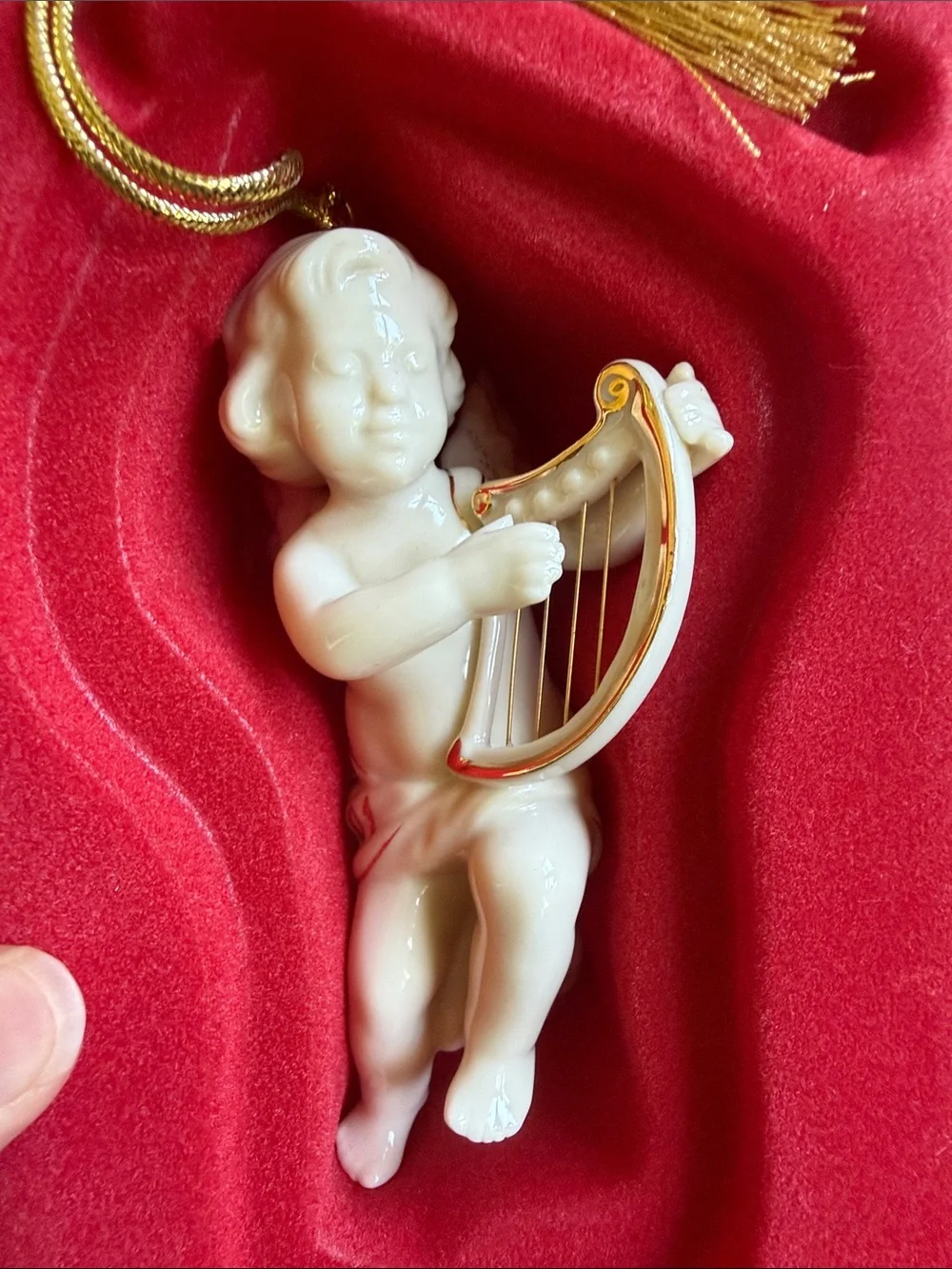 Lenox 2001 Annual Cherub Ornament golf accents new in box